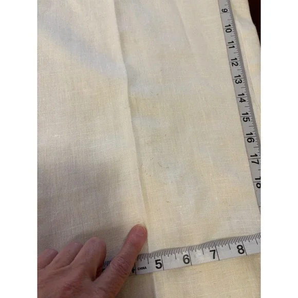 Hot Cotton Woman 1X Linen Pants Cream Floral Embroidered Pull On Cropped Elastic - Picture 7 of 8